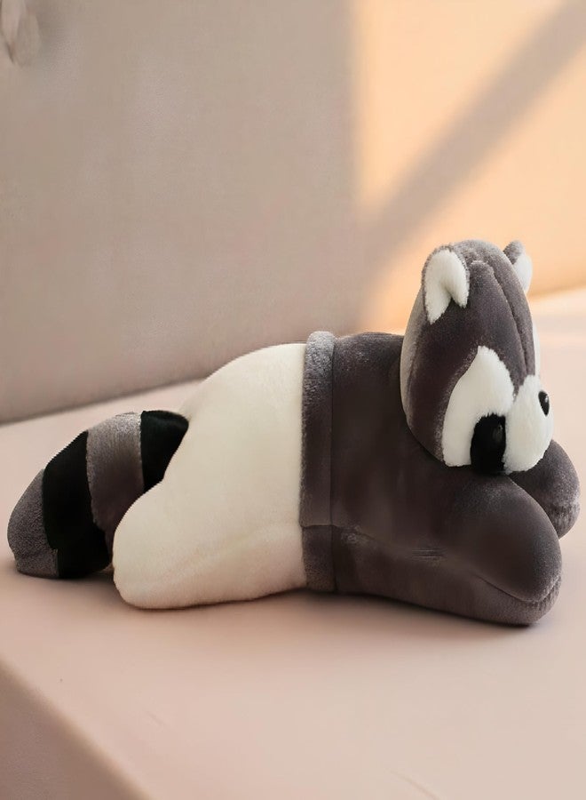 تيكلز وسادة داعمة ناعمة محشوة على شكل حيوان الراكون للأطفال، هدية عيد ميلاد للأولاد والبنات (الحجم: 40 سم، اللون: رمادي وأبيض) - Image 1